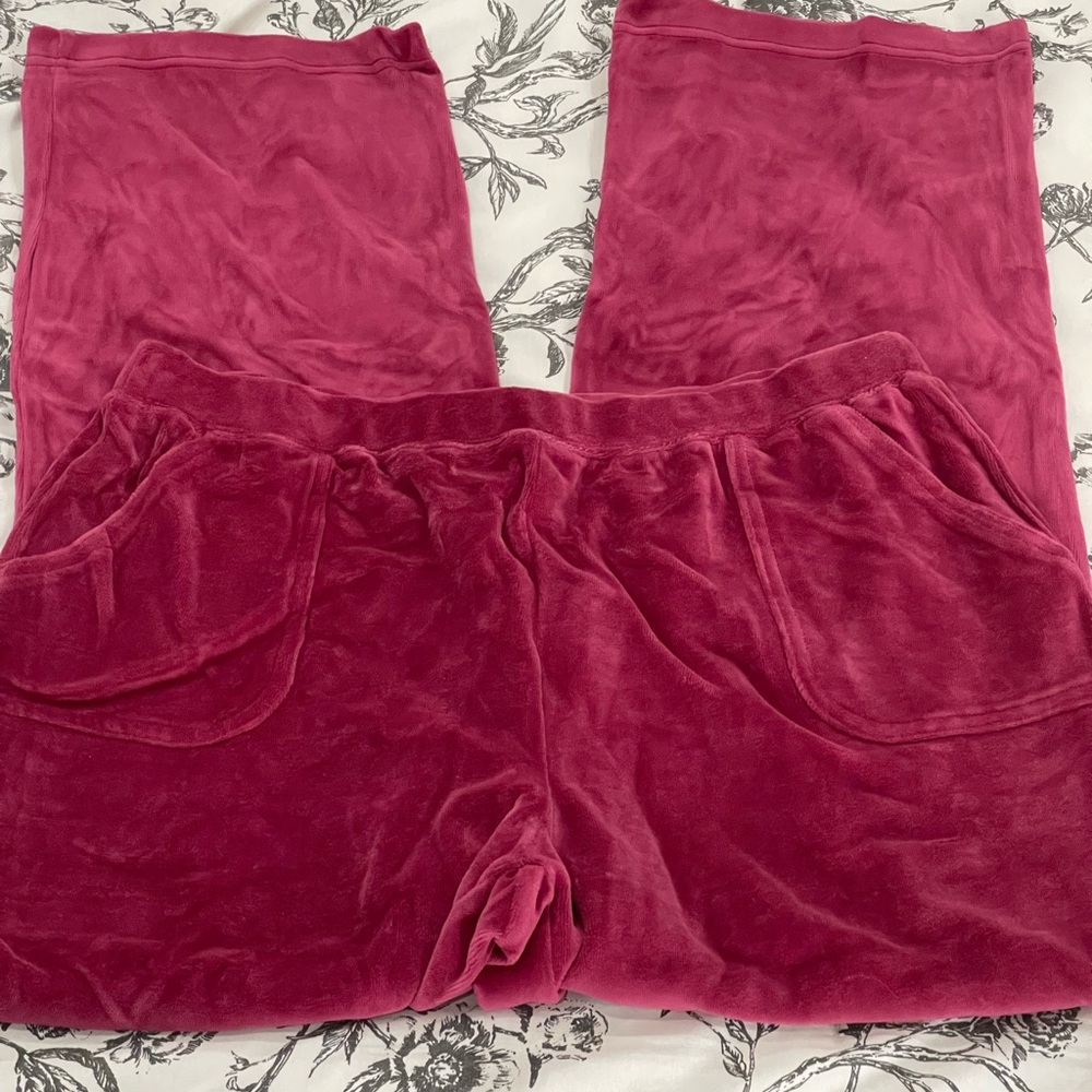 Sport‎ Savvy L Magenta Velour Pants with Stretch and Pockets